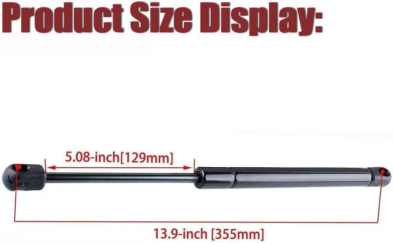 Ketofa C1606389 Truck Camper Shell Struts 14" 107N/24Lbs, Gas Spring Lift Supports Shocks for Topper Rear Window (2 Pack) - Image 2